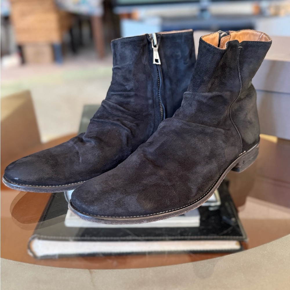 John Varvatos Morrison Sharpei Men's Black Suede Ankle Boots Size 11 - Picture 3 of 14